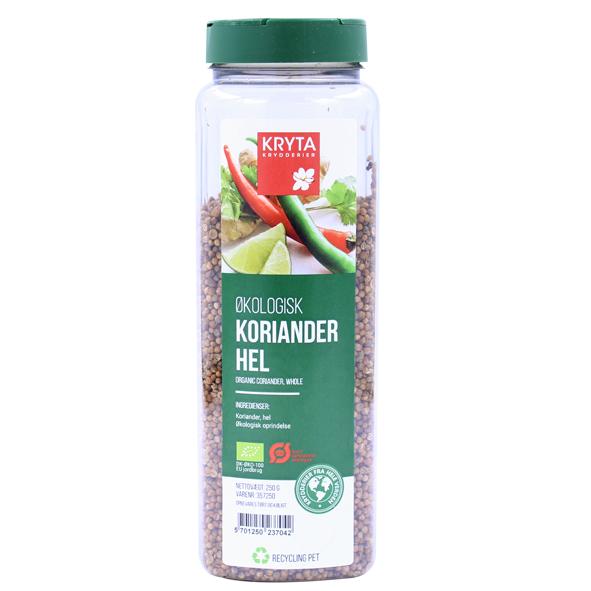 Øko koriander hel 250gr. dåse