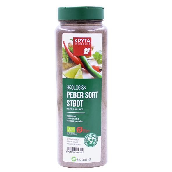 Øko peber sort stødt 500gr dåse